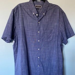 Club Room blue white textured collared shirt button down recycled material